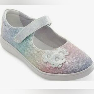 GUC Stride Rite Kids Glitter Mary Jane Shoes With Floral Accent!!!